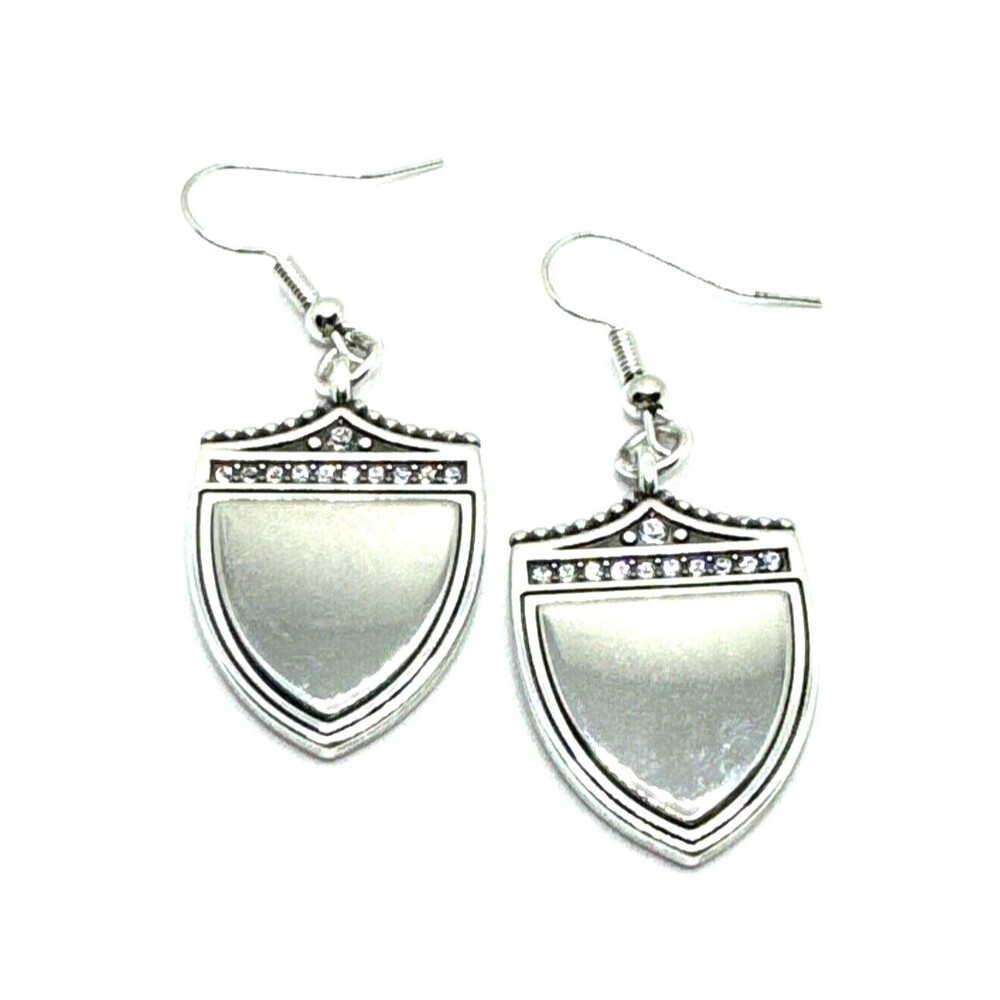 Brighton Medaille Shields Love Etched Shapes Silver Custom Earrings